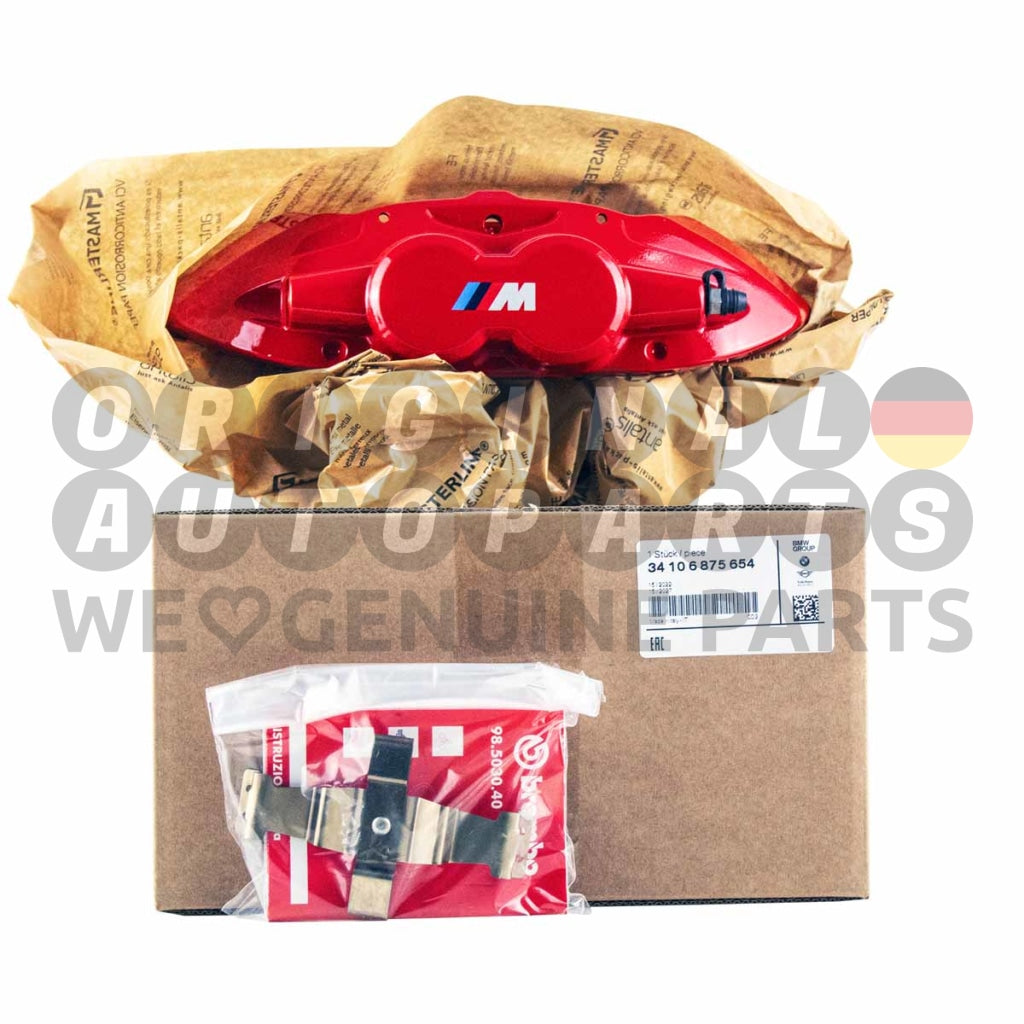 Original BMW M Performance Bremssattel vorne rechts rot 4-Kolben 1' F20 F21 2' F22 F23 3' F30 F31 F34 4' F32 F33 F36 34106875654