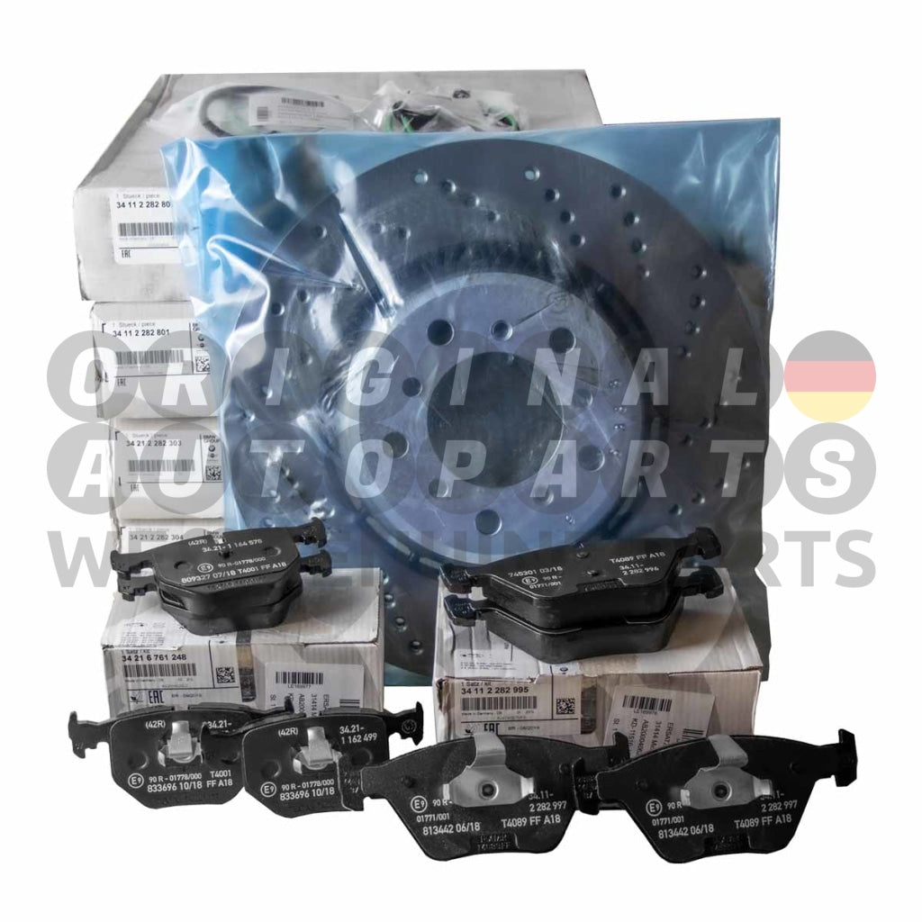 Genuine BMW Brake Disc Rotors + Brake Pads + Sensors front and rear E46 M3 34112282801 34112282802 34112282995 34352229780 34212282303 34212282304 34216761248 34356751311